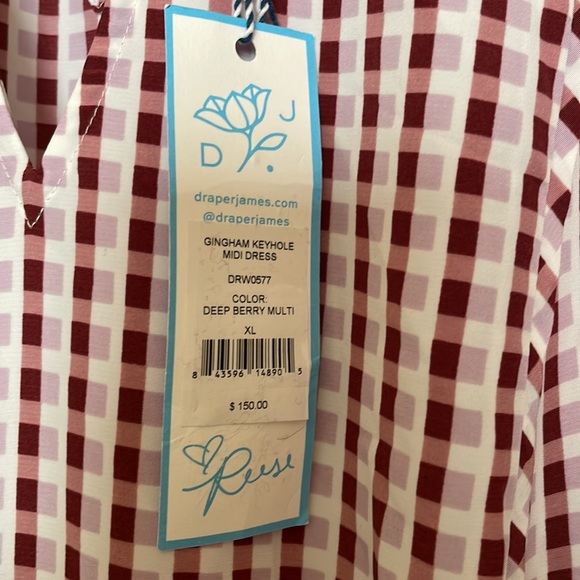NWT Draper James Gingham Keyhole Midi Dress - Picture 7 of 8